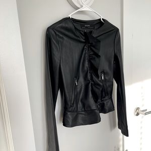 Black Zara Leather Jacket - Size XS